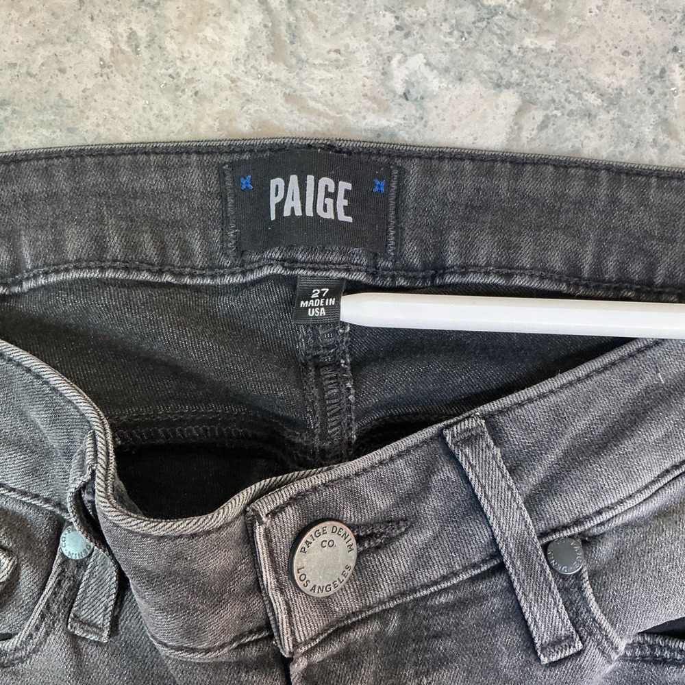 PAIGE Verdugo Ankle Skinny Jeans Womens Size‎ 27 Black Gray Wash Made in USA